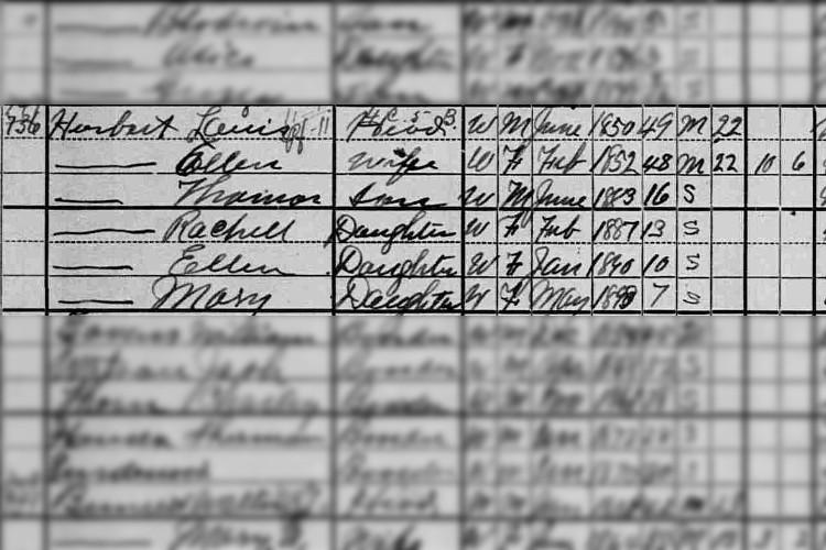 The Herbert family recorded on the 1900 census in Alabama. (Source: familysearch.org)