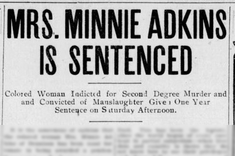 New Philadelphia, Ohio newspaper headline reporting on Maddie Atkins' sentencing, October 1908. (Source: newspaperarchives.com)