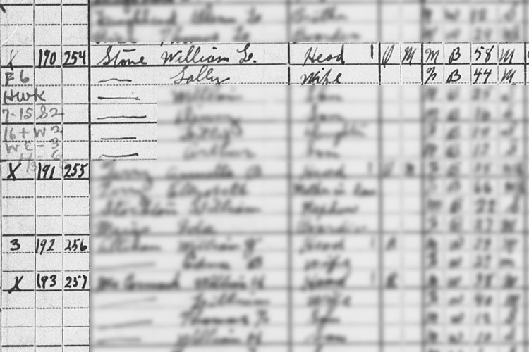 William and Sally Stone, and their children, recorded on the 1920 census for Fayette County, Pennsylvania. (Source: familysearch.org)