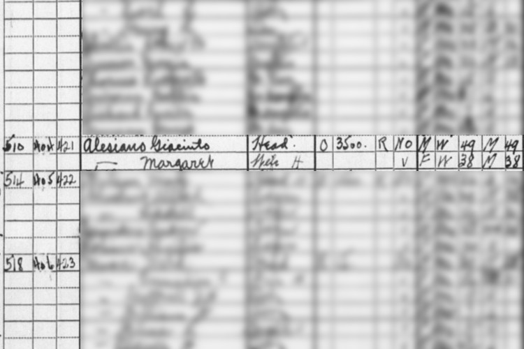 George Alesiano and his then-wife Margaret recorded on the 1930 census for Dover, Ohio. (Source: familysearch.org)