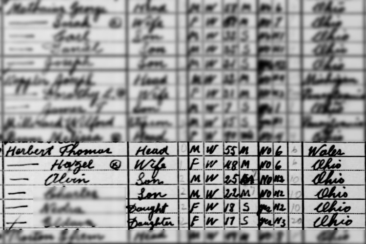 The Herbert family recorded on the 1940 census for Barnhill, Ohio. (Source: familysearch.org)