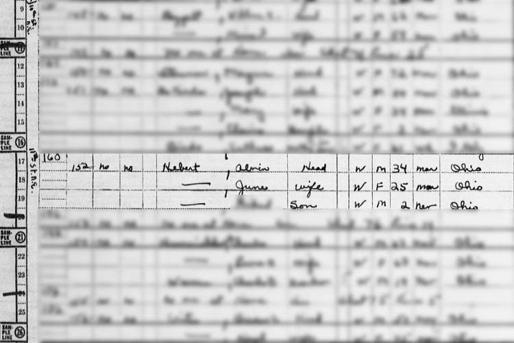 The Herbert family recorded on the 1950 census for New Philadelphia, Ohio. (Source: ancestry.com)