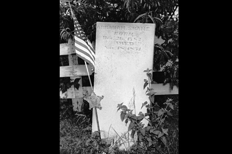 Headstone of Abraham Shane in the Shane Cemetery, Jefferson County, Ohio, 2014. (Source: findagrave.com)