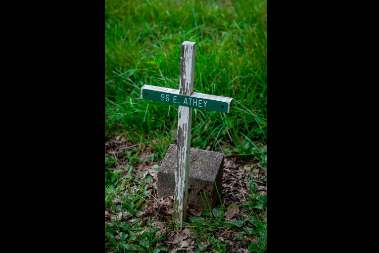 Ellen Crites Athey's grave marker in the Lima State Hospital's cemetery, 2022. (Source: findagrave.com)
