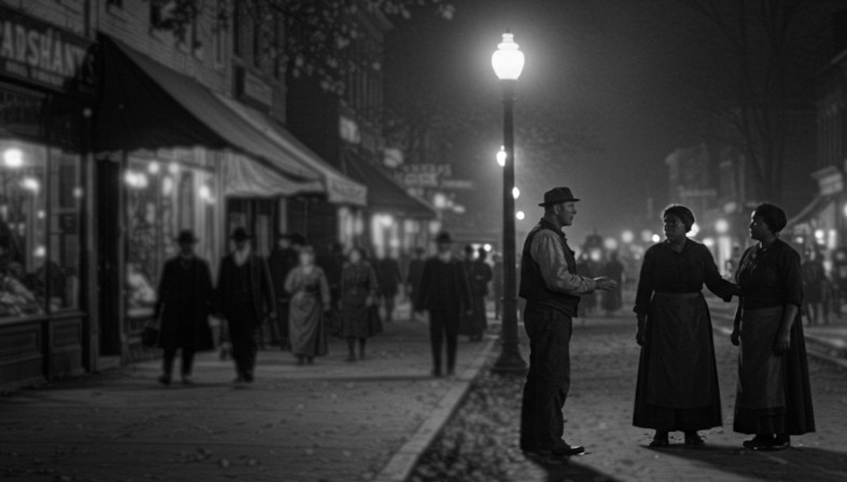 AI generated image depicting the confrontation between Jacob Broschardt and Minnie Adkins in 1908. (Source: Microsoft Designer)