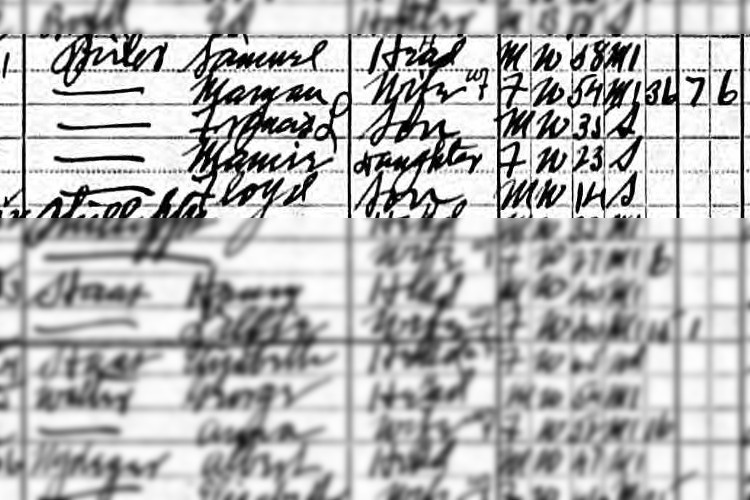 The Bixler family recorded on the1910 census for Dover, Ohio. (Source: familysearch.org)