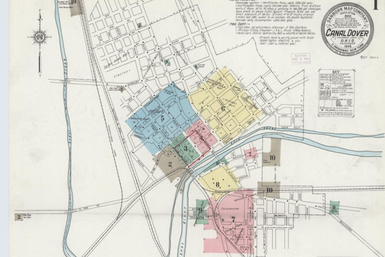 Dover, Ohio depicted on the 1914 Sanborn Insurance Map. (Source: loc.gov)