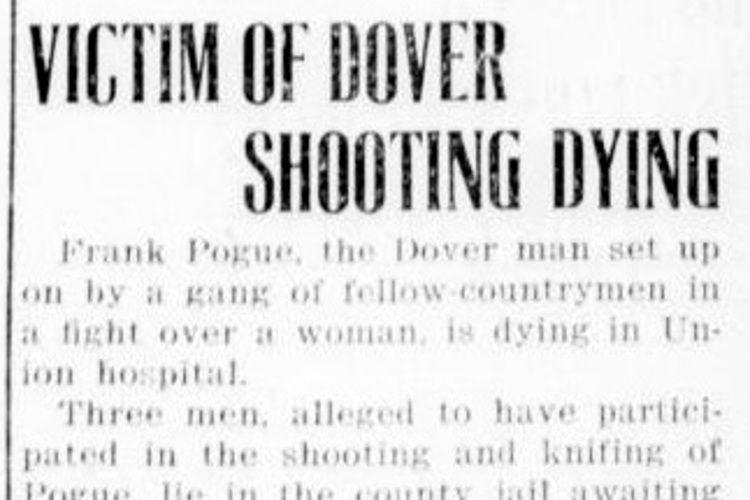 New Philadelphia, Ohio newspaper headline for story on the shooting of Frank Pogue, September 1917. (Source: newspaperarchive.com)