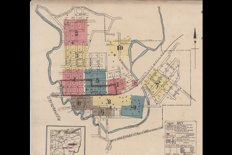 Dennison, Ohio as it appears on the 1921 Sanborn Fire Insurance Map. (Source: loc.gov)