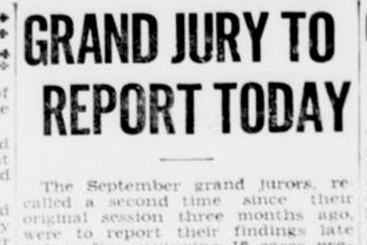 New Philadelphia, Ohio newspaper article on the convening of the grand jury in the Garabrandt case, November 1935. (Source: newspaperarchive.com)