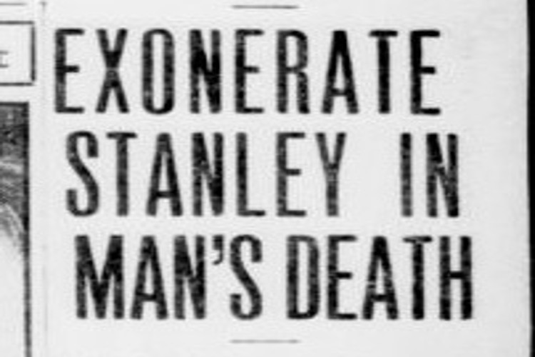 New Philadelphia, Ohio newspaper headline on the exoneration of James Stanley, November 1935. (Source: newspaperarchive.com)