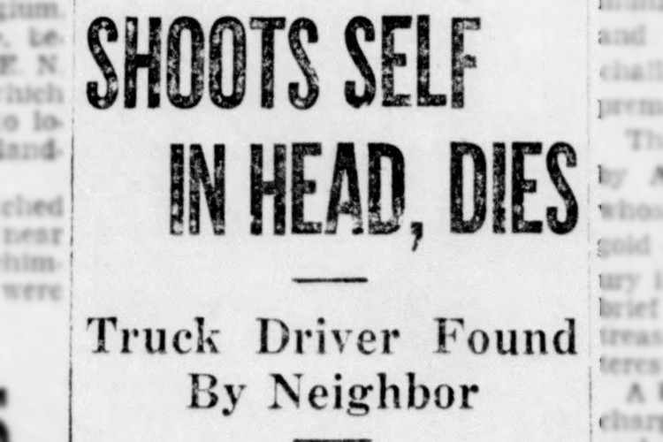 New Philadelphia, Ohio newspaper headline reporting on the death of Frank Pogue, November 1937. (Source: newspaperarchive.com)