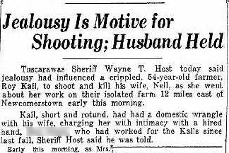 Coshocton, Ohio newspaper story about the killing of Nellie Kail, May 1940. (Source: newspaperarchive.com)