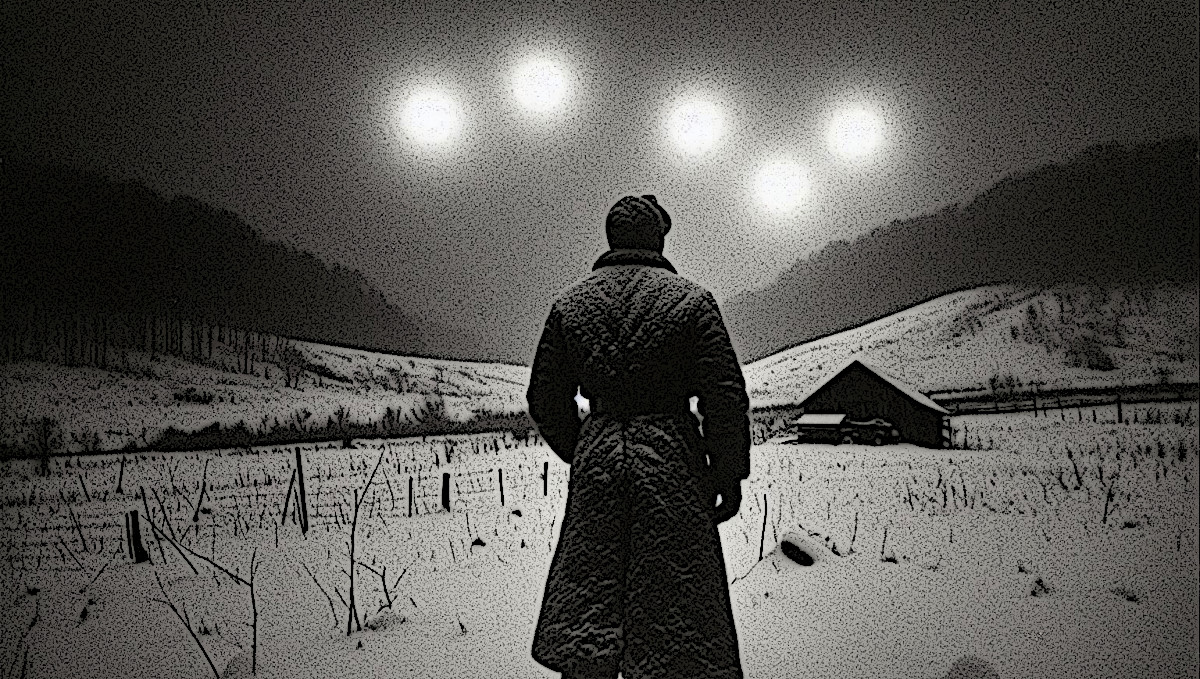 AI generated image depicting a witness to the 1964 Oldtown Valley Road lights. (Source: Microsoft Designer)