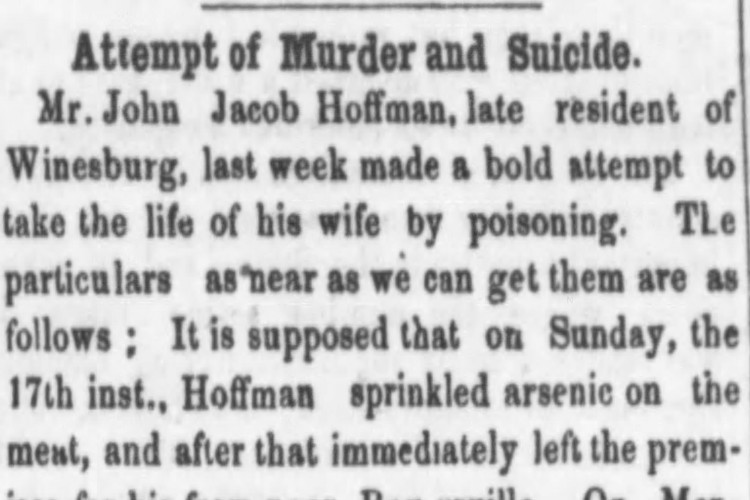 Portion of a newspaper story about the Hoffman case that appeared in a Carrol County, Ohio newspaper, August 1855. (Source: loc.gov)