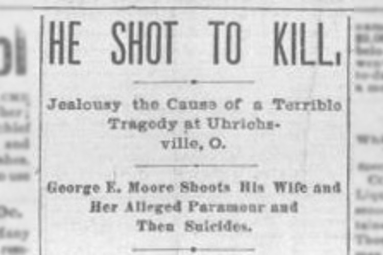 Headline for a story on the murder of Ruth Moore from the Cleveland, Ohio newspaper, April 1892. (Source: newspaperarchive.com)