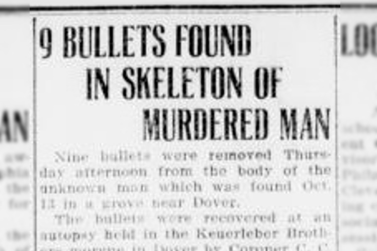 Detail of an article about the autopsy from a New Philadelphia, Ohio newspaper, October 1917. (Source: newspaperarchive.com)