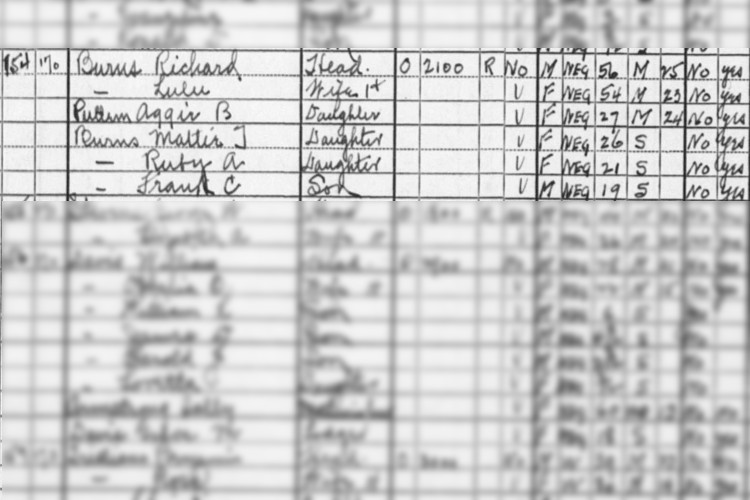 The Burns family recorded on the 1930 census for Dover, Ohio. (Source: familysearch.org)