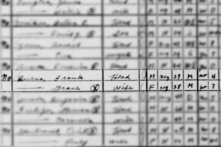 Frank Burns and his wife Grace recorded on the 1940 census for New Philadelphia, Ohio. (Source: familysearch.org)