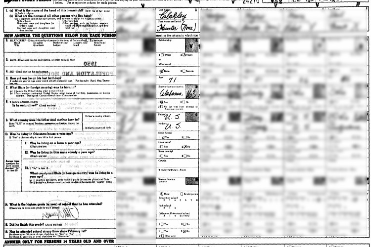 Hunter Clakley recorded on the 1950 census as a prisoner at the Ohio State Penitentiary. (Source: familysearch.org)