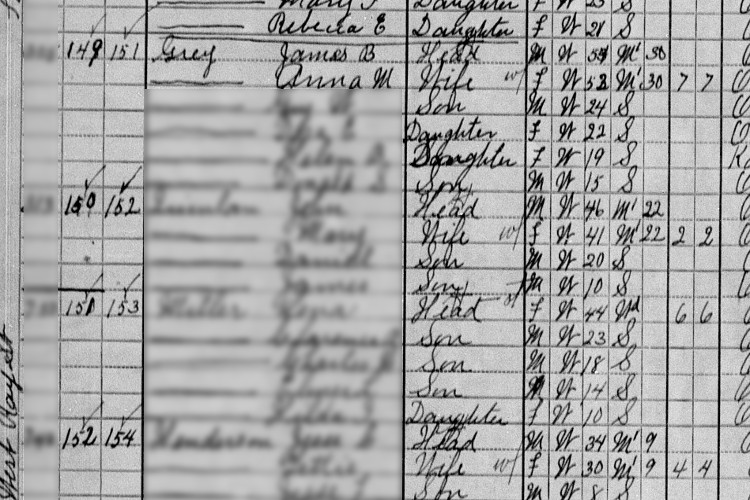 The Gray family recorded on the 1910 census for New Philadelphia, Ohio. (Source: familysearch.org)
