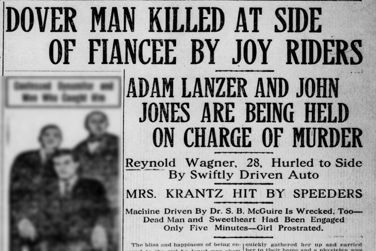 New Philadelphia, Ohio newspaper headlines about the death of Reinhold Wagner, October 1913. (Source: newspaperarchive.com)