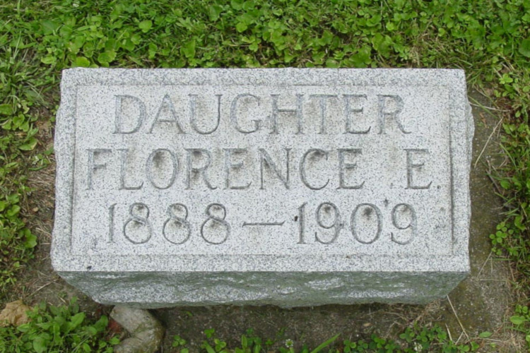 Florence Weber's grave marker at Maple Grove Cemetery, Dover, Ohio, 2011. (Source: findagrave.com)