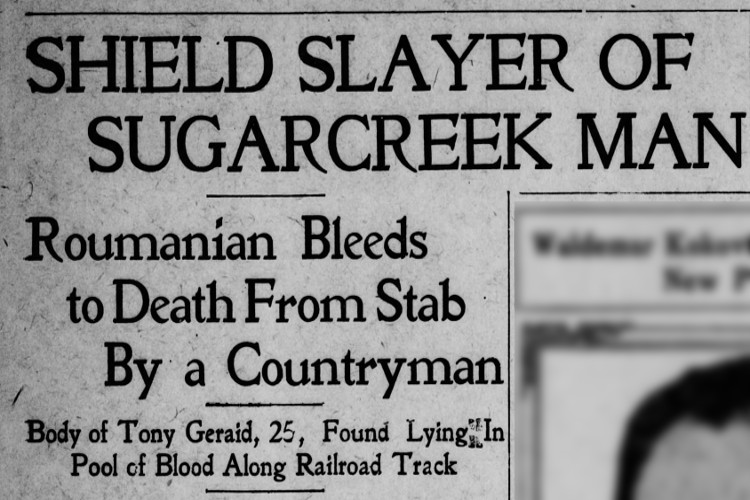 New Philadelphia, Ohio newspaper headline about the murder of Tony Gerriod, September 1911. (Source: newspapers.com)