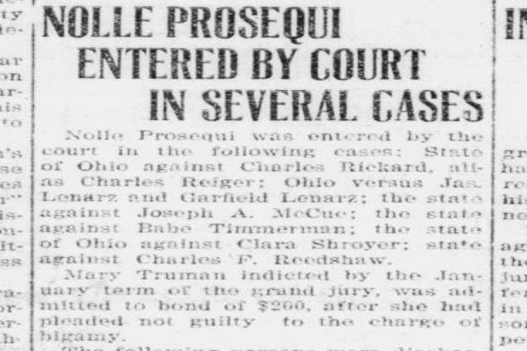 New Philadelphia, Ohio newspaper article detailing the decision to not prosecute Clara Shroyer, February 1919. (Source: newspapers.com)