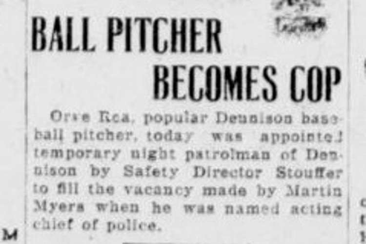 New Philadelphia, Ohio newspaper article referencing Martin Myers being made Chief of Police in Dennison, Ohio, February 1926. (Source: newspaperarchive.com)