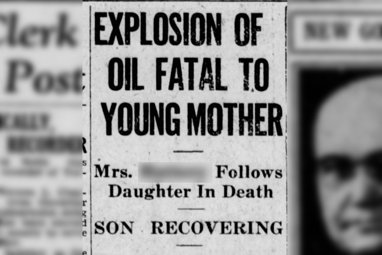 New Philadelphia, Ohio newspaper article detailing the accident that caused Clara Shroyer's death, November 1930. (Source: newspaperarchive.com)