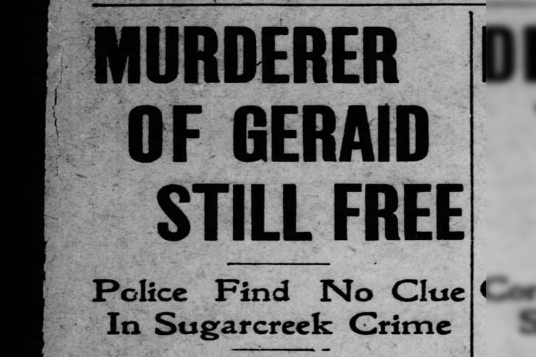 New Philadelphia, Ohio newspaper headline for article on the investigation into Tony Gerriod's murder, September 1911. (Source: newspapers.com)