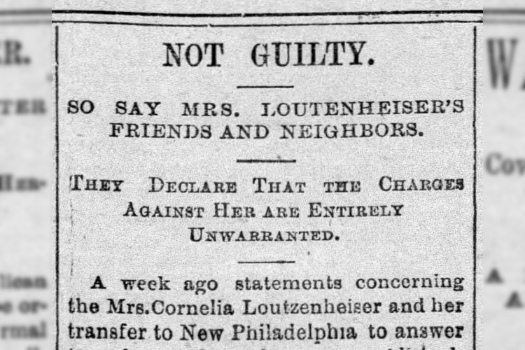Akron, Ohio newspaper headline on the support for Cornelia Loutzenheiser, April 1892. (Source: newspapers.com)