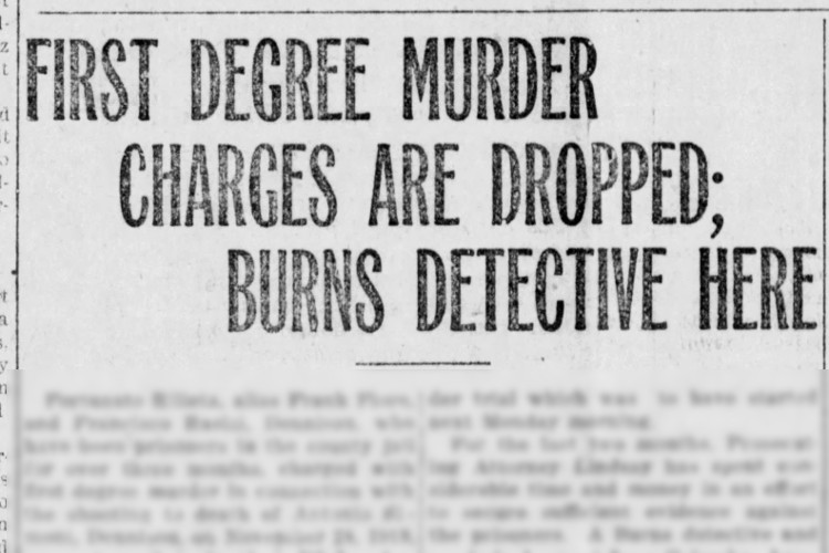 New Philadelphia, Ohio newspaper article reporting that the case is being dropped by the prosecution, March 1920. (Source: familysearch.org)