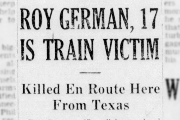 New Philadelphia, Ohio newspaper headline about Roy German's death, September 1939. (Source: newspapers.com)