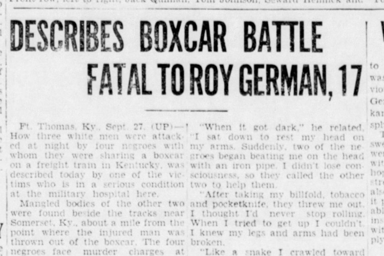 New Philadelphia, Ohio newspaper article detailing the events of Roy German's murder, September 1939. (Source: newspapers.com)