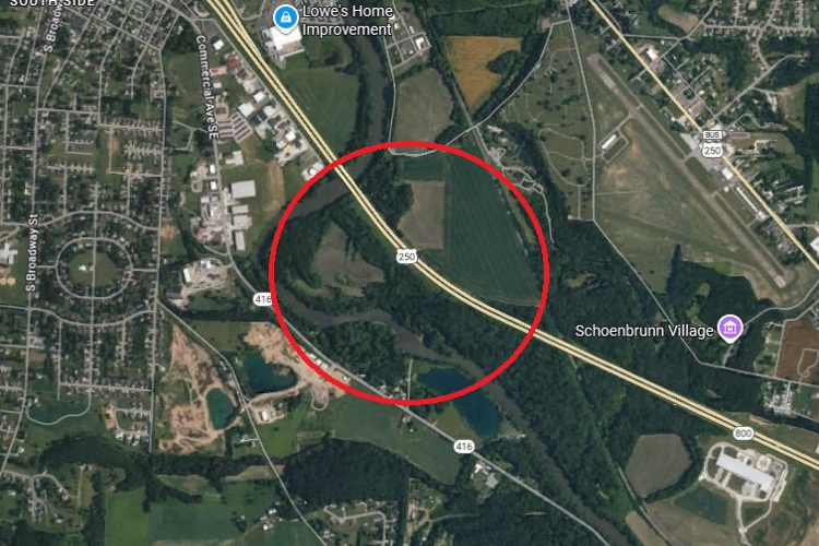 The Read farms location on a modern satellite map of the area, 2025. (Source: google.com)