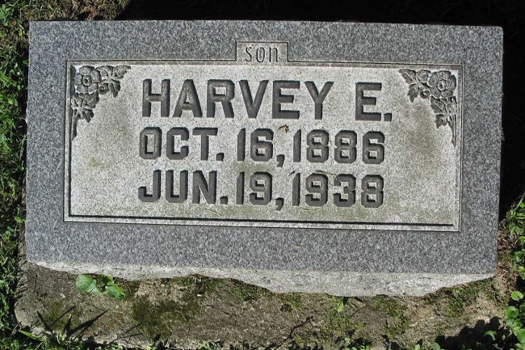 Harvey Decker's headstone in Union Cemetery, Port Washington, Ohio, 2025. (Source: findagrave,com)