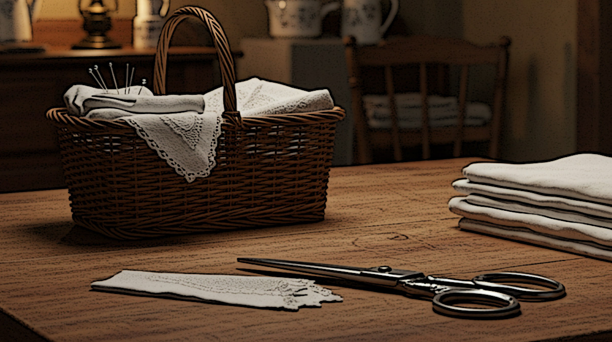 Ai generated image of shears on a kitchen table. (Source: ImageFX)