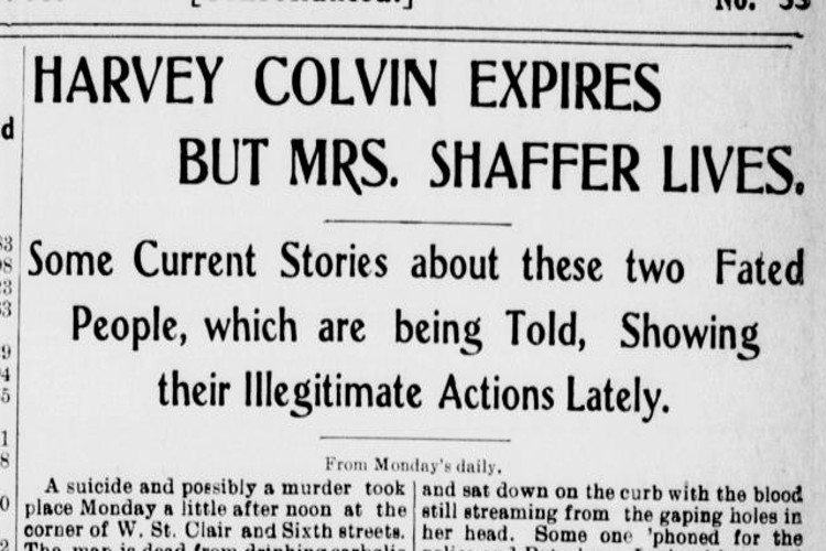 New Philadelphia, Ohio newspaper headline for the story on the attempted murder of Maud Richardson, August 1905. (Source: newspaperarchive.com)