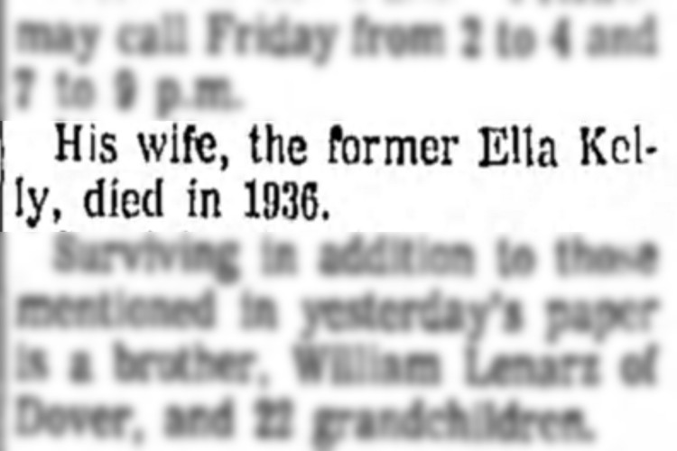 Detail from Jesse Lenarz's obituary in the Dover, Ohio newspaper, January 1969. (Source: newspaperarchive.com)