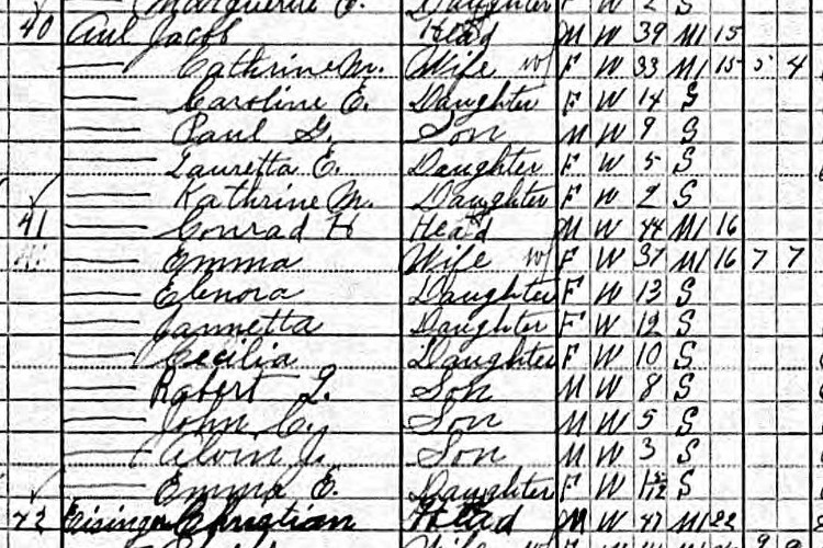The Aul families recorded on the 1910 census for Franklin township, Tuscarawas County, Ohio. (Source: familysearch.org)