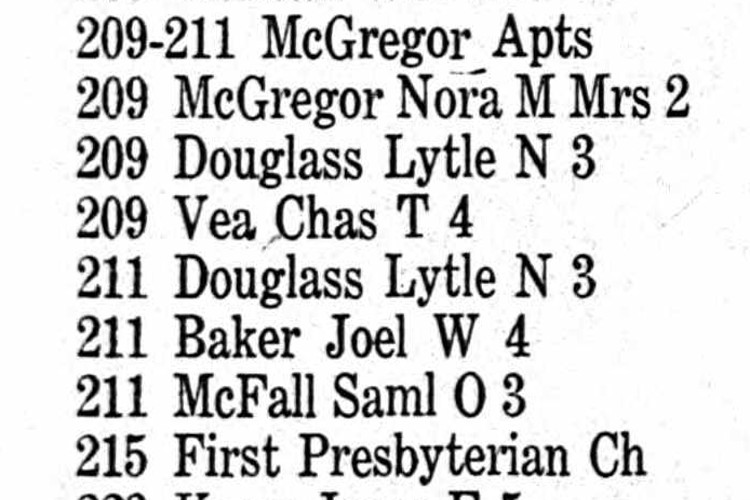Residents of the McGregor Apartment Building in the 1921 city directory for New Philadelphia, Ohio. (Source: ancestry.com)