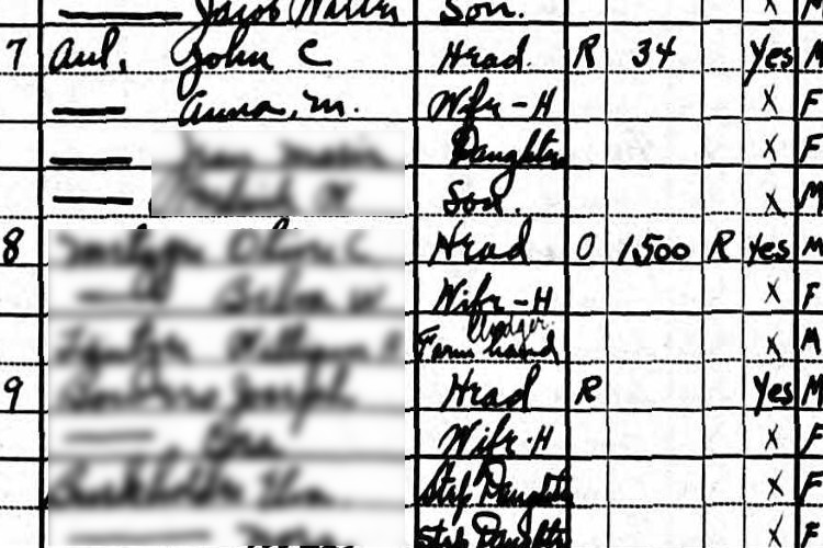 John Aul's family recorded on the 1930 census for Franklin township, Tuscarawas County, Ohio. (Source: familysearch.org)