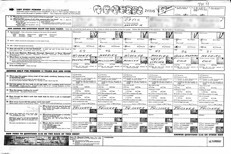 Andrew Covic recorded on the 1950 census as a prisoner at the Ohio State Penitentiary. (Source: familysearch.org)