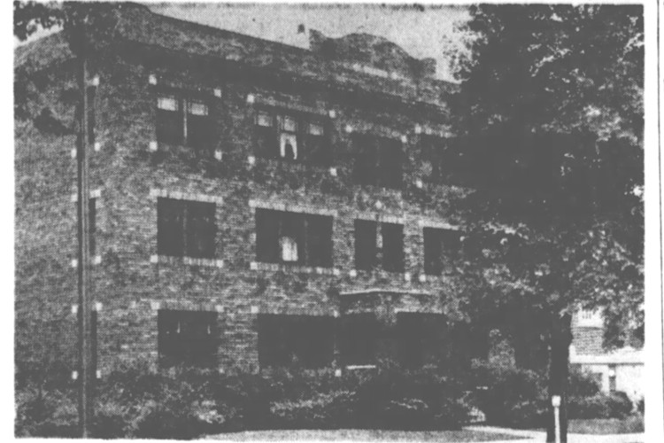 New Philadelphia, Ohio newspaper photograph taken when the building was sold to the First Presbyterian Church, August 1960. (Source: newspapers.com)