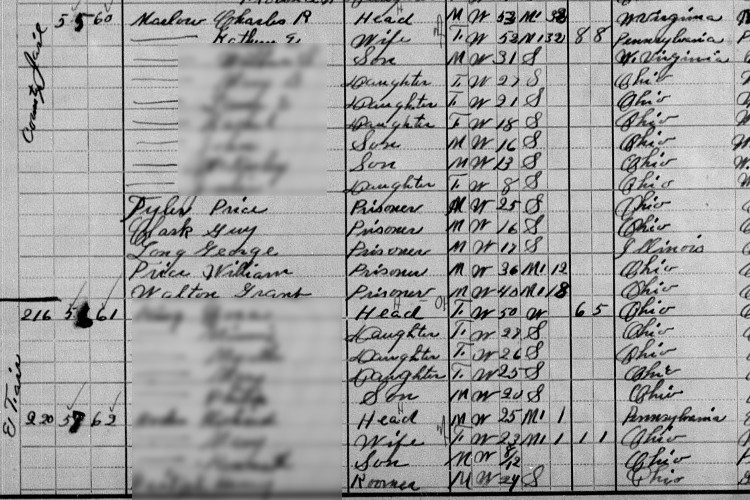 Price Tyler recorded as a prisoner in the Tuscarawas County Jail, April 1910. (Source: familysearch.org)