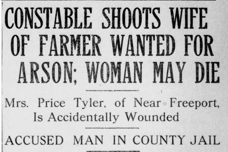 New Philadelphia, Ohio newspaper article on the shooting of Ella Tyler, October 1912. (Source: newspapers.com)