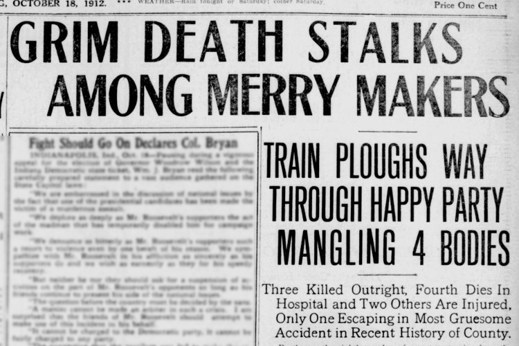 Canton, Ohio newspaper article on the accident, October 1912. (Source: newspaperarchive.com)