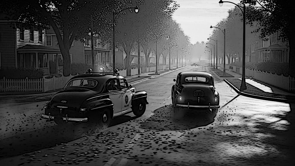 Ai generated image of a Dover Police car chasing the car of Joseph McClain through Dover, 2025. (Source: ImageFX)